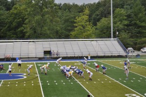 The BHS football team at practice