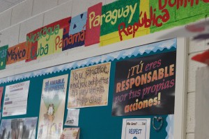 Spanish is a language spoken in many different places. Ms. Arbogast has colorfully painted blocks on her wall that are labeled with the many different places to draw attention to the students. 