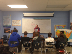 BHS students at a quiz bowl meeting during lunch. 